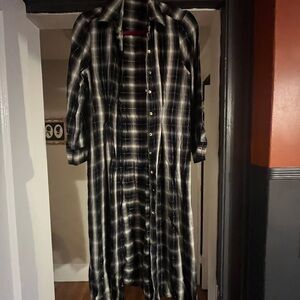 Zara Black and White Plaid Shirt Dress